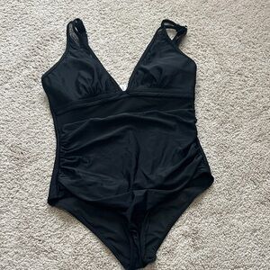 Elegant Black V-Neck Swimsuit